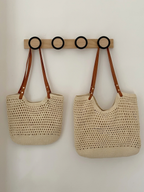 Crochet Mesh Leather Handle Tote Bag — BL1021