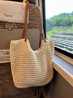 Crochet Mesh Leather Handle Tote Bag — BL1021
