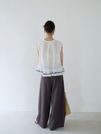 Lace Tape Embroidered Frill Blouse — BL1022