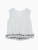Lace Tape Embroidered Frill Blouse — BL1022