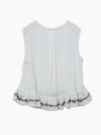 Lace Tape Embroidered Frill Blouse — BL1022
