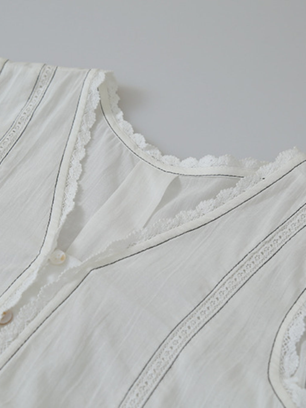 Lace Tape Embroidered Frill Blouse — BL1022