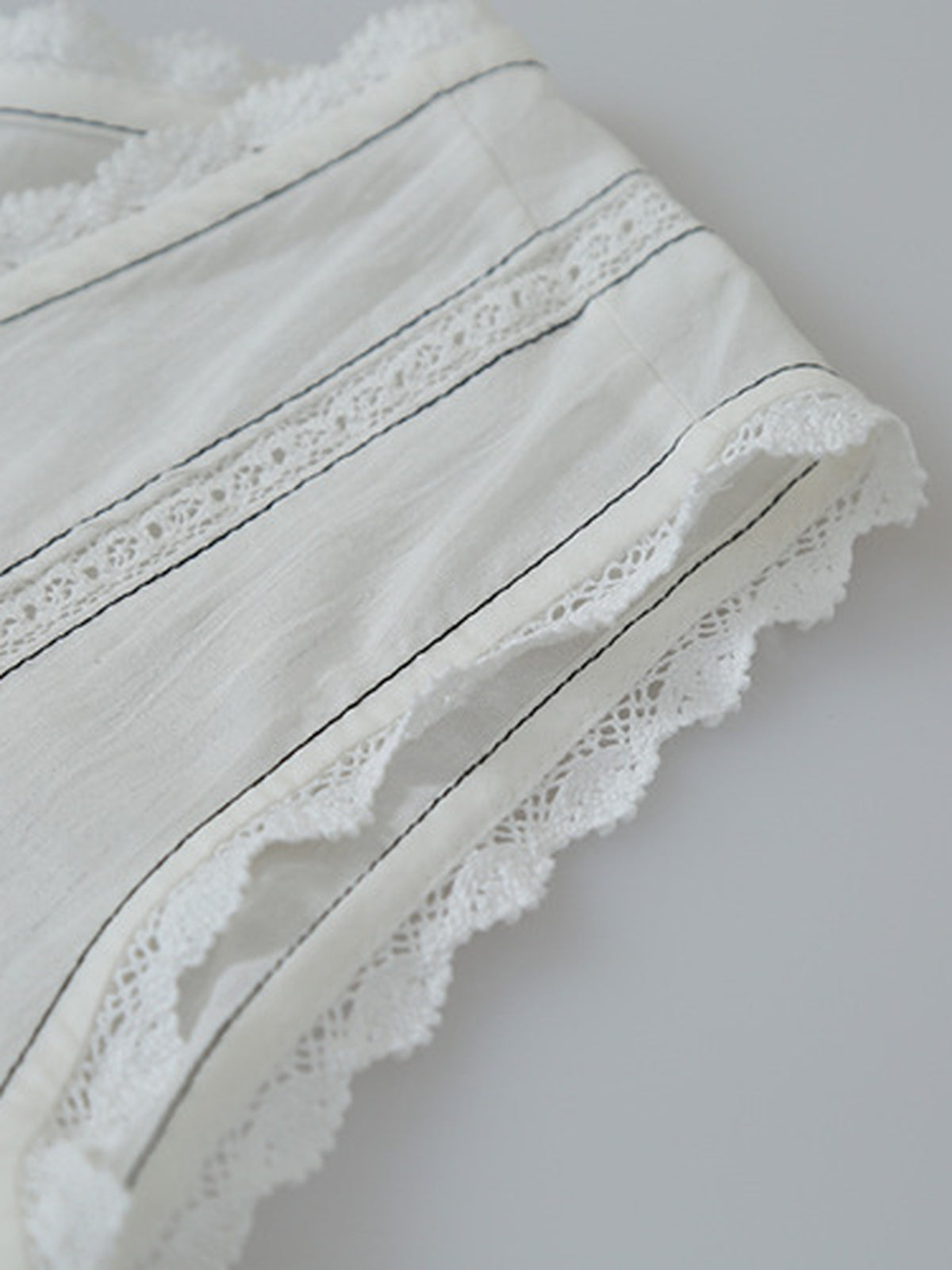 Lace Tape Embroidered Frill Blouse — BL1022
