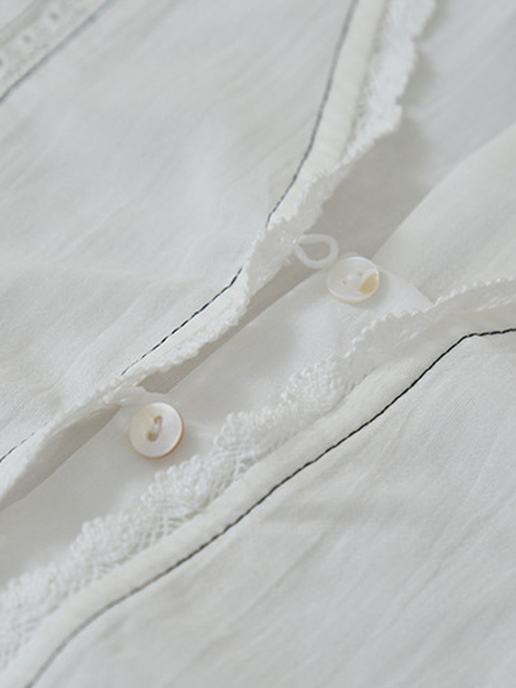 Lace Tape Embroidered Frill Blouse — BL1022