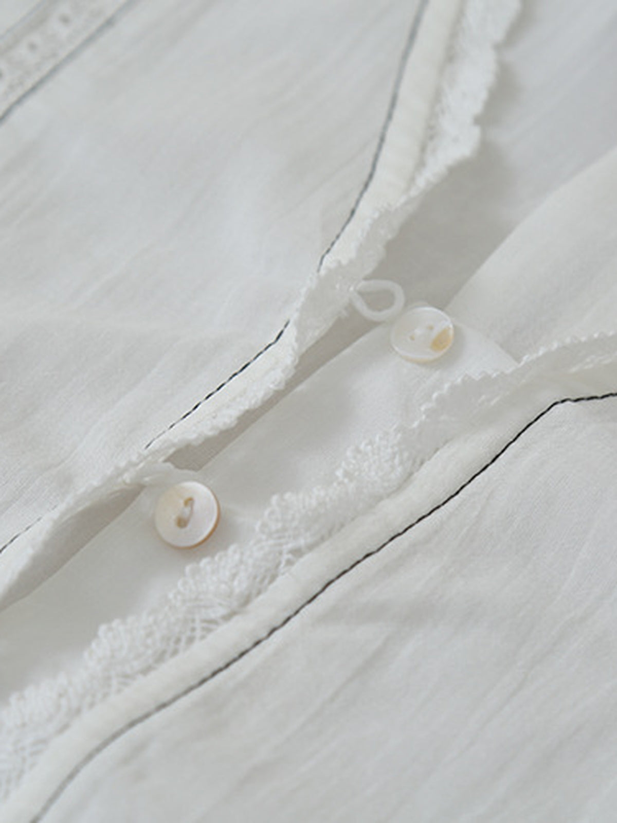 Lace Tape Embroidered Frill Blouse — BL1022