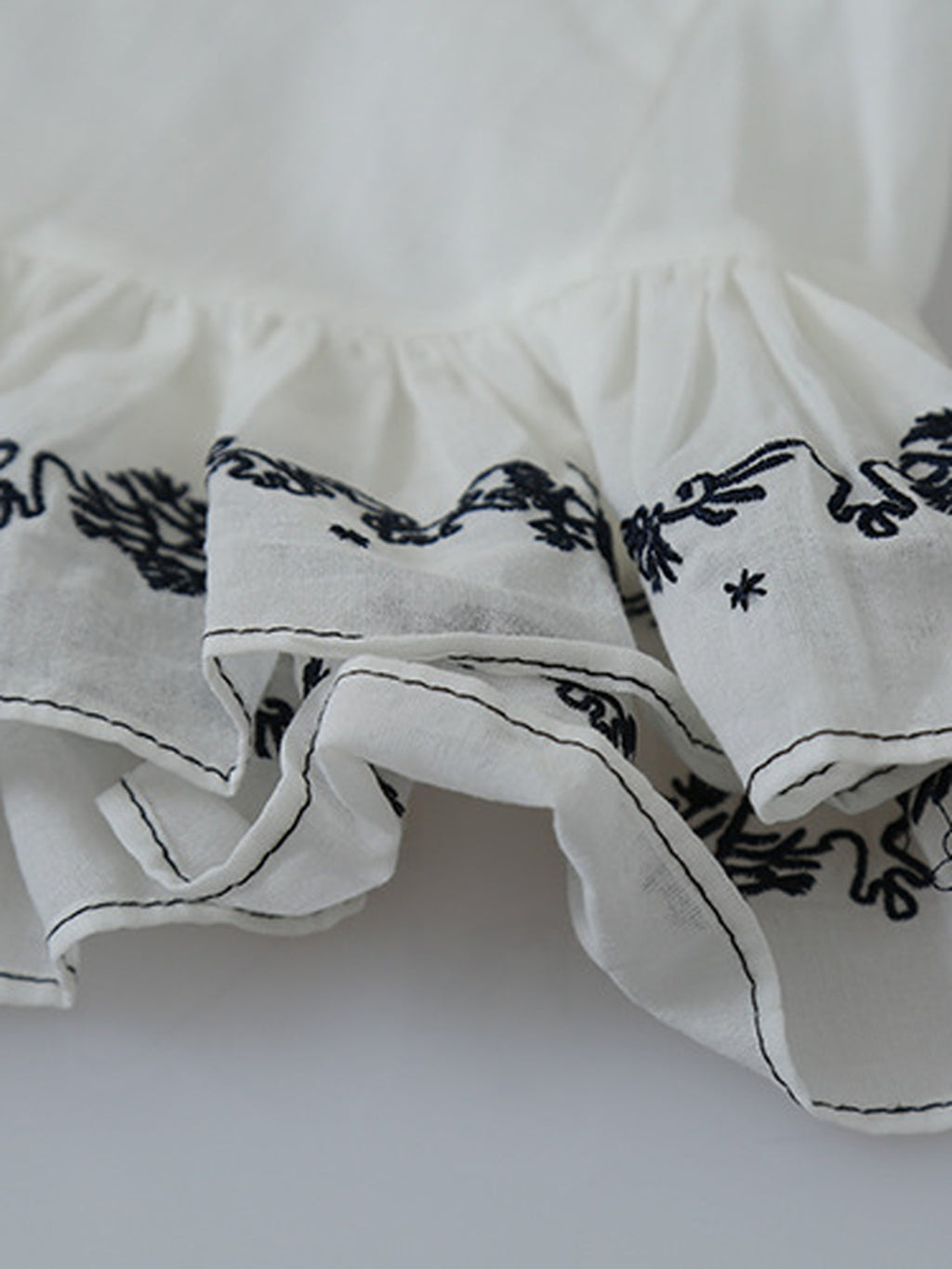 Lace Tape Embroidered Frill Blouse — BL1022