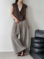 Pure Ramie V-Neck Layered Vest — BL1023