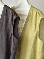 Pure Ramie V-Neck Layered Vest — BL1023