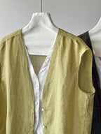 Pure Ramie V-Neck Layered Vest — BL1023