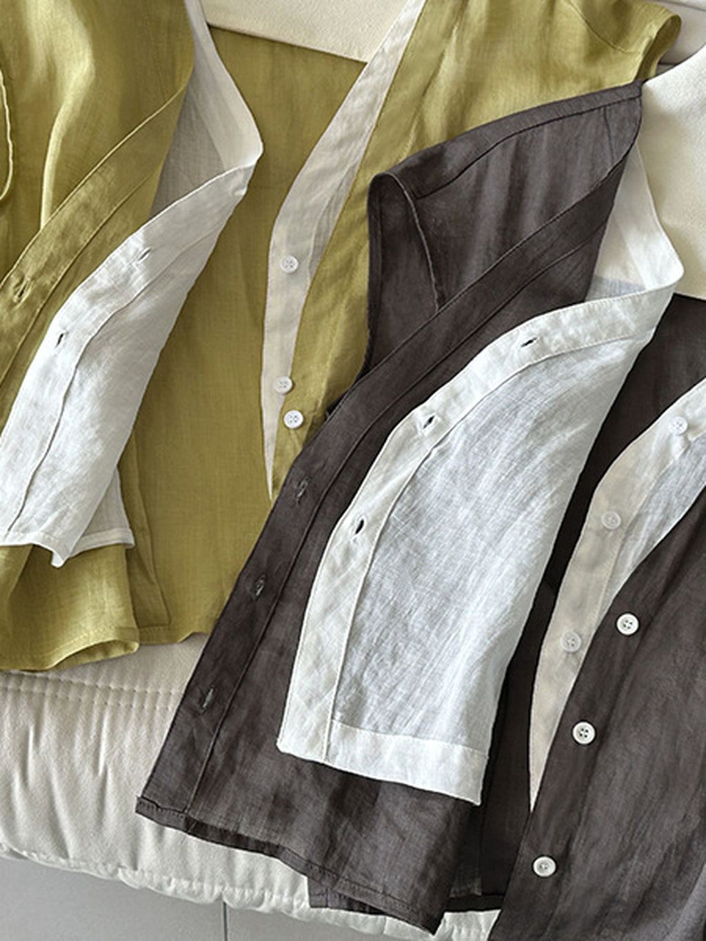 Pure Ramie V-Neck Layered Vest — BL1023