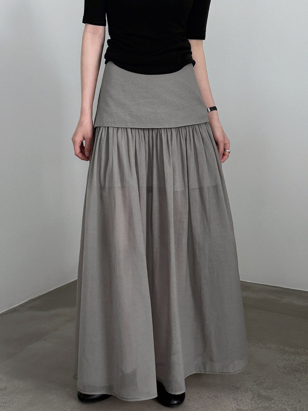 sheer layered maxi skirt — BL1024