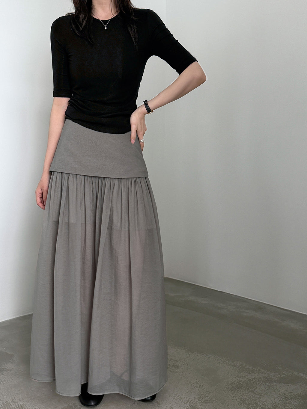 Sheer Layered Maxi Skirt — BL1024