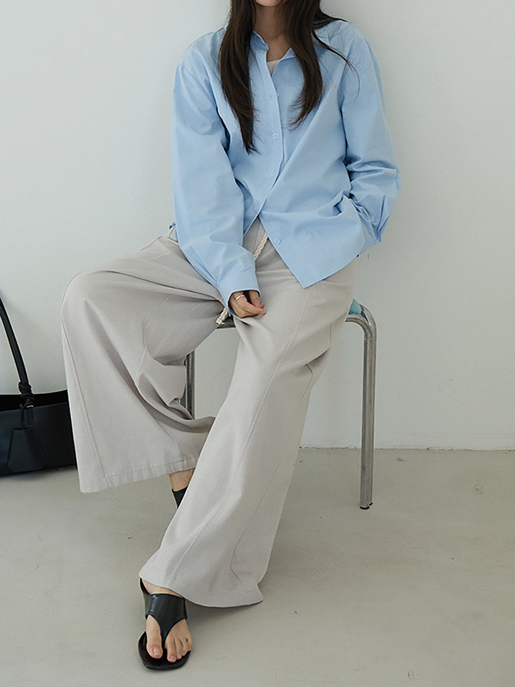 Minimal Drape Wide Denim Pants — BL1027