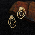 18K Gold Geometric Loop Pierced Earrings & Earrings — BL1029