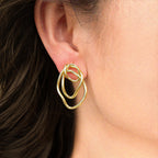 18K Gold Geometric Loop Pierced Earrings & Earrings — BL1029