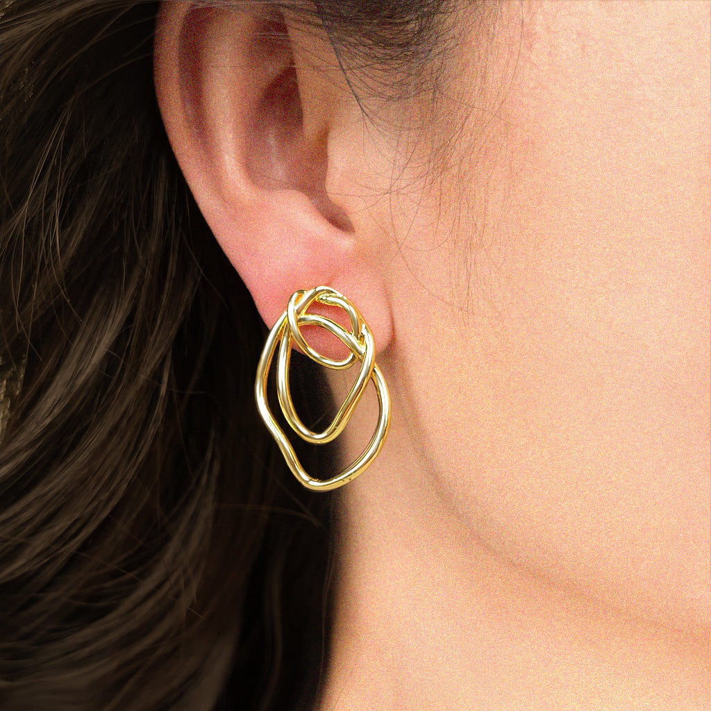 18K Gold Geometric Loop Pierced Earrings & Earrings — BL1029