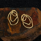 18K Gold Geometric Loop Pierced Earrings & Earrings — BL1029