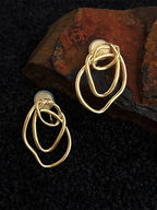 18k gold geometric loop pierced earrings & earrings — BL1029
