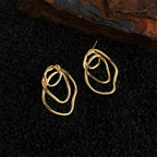 18K Gold Geometric Loop Pierced Earrings & Earrings — BL1029