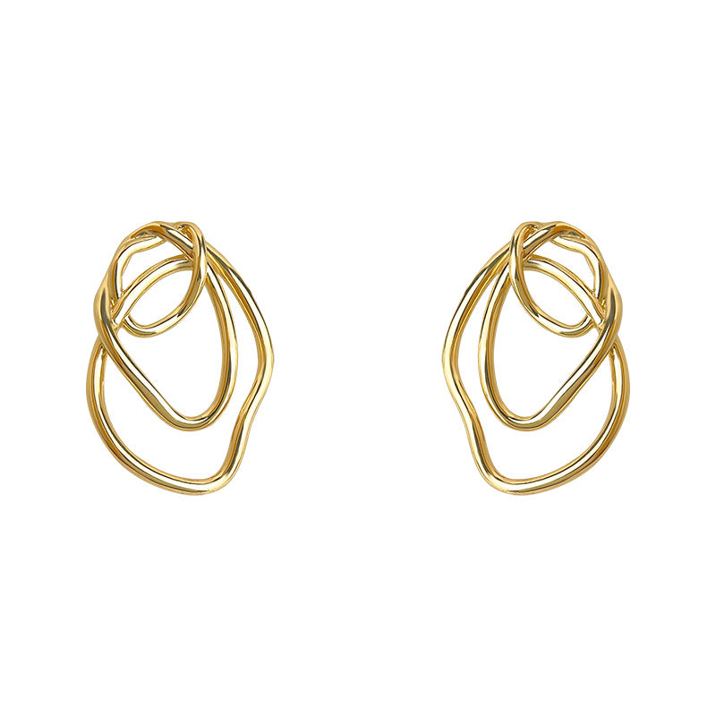 18K Gold Geometric Loop Pierced Earrings & Earrings — BL1029