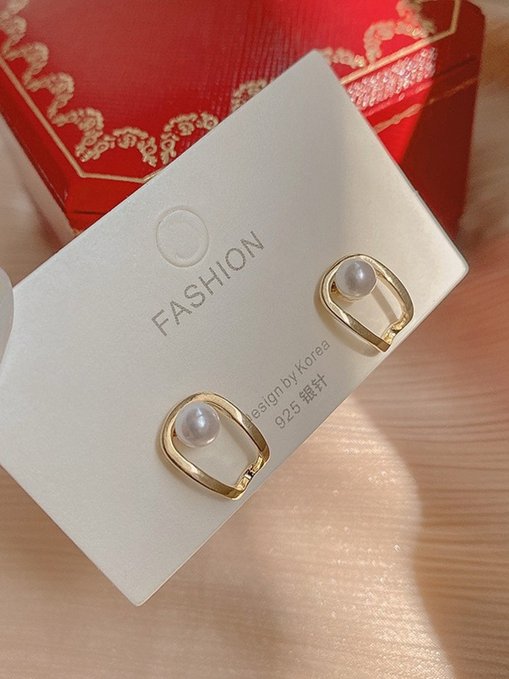 pearl gold loop pierced earrings — BL1030