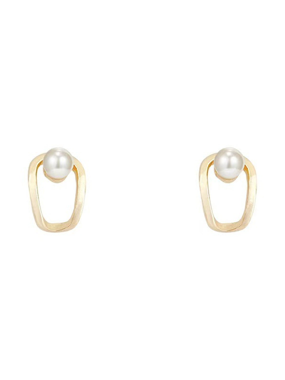 Pearl Gold Loop Pierced Earrings — BL1030