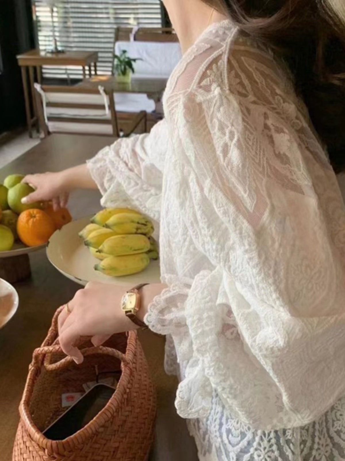 Vintage Lace Puff Sleeve Blouse — BL1033