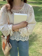 Vintage Lace Puff Sleeve Blouse — BL1033