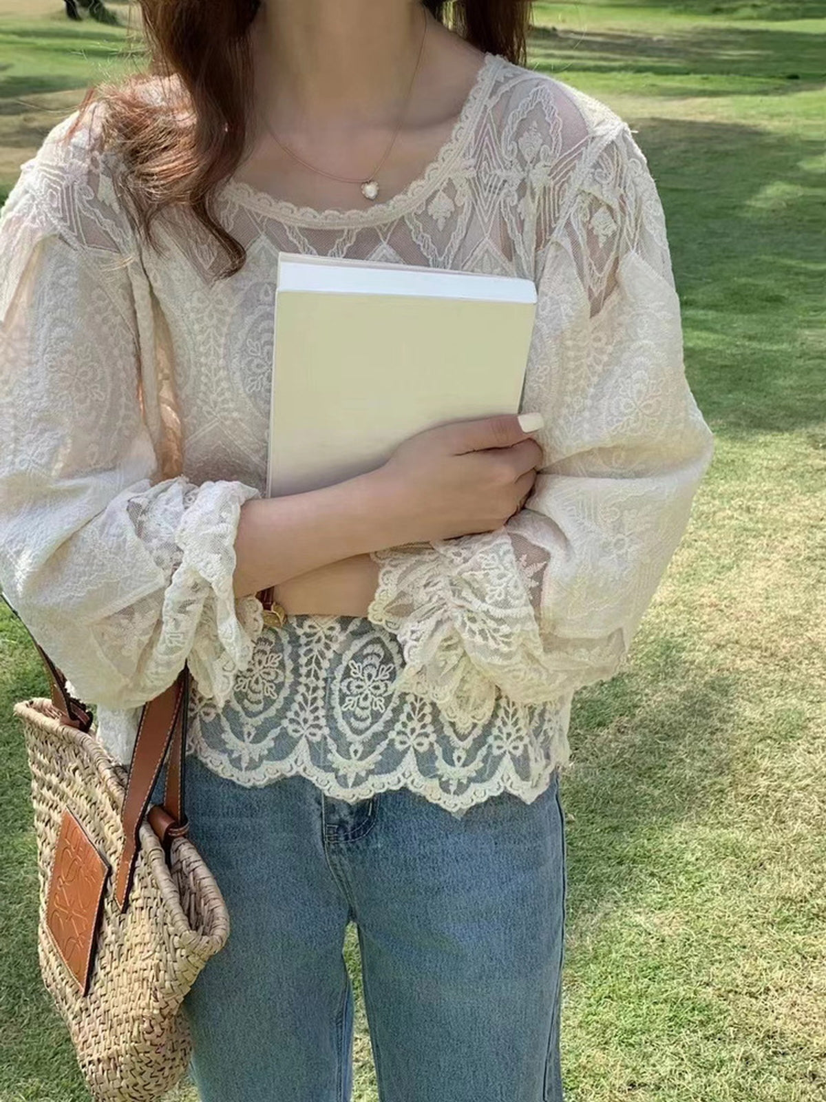 Vintage Lace Puff Sleeve Blouse — BL1033