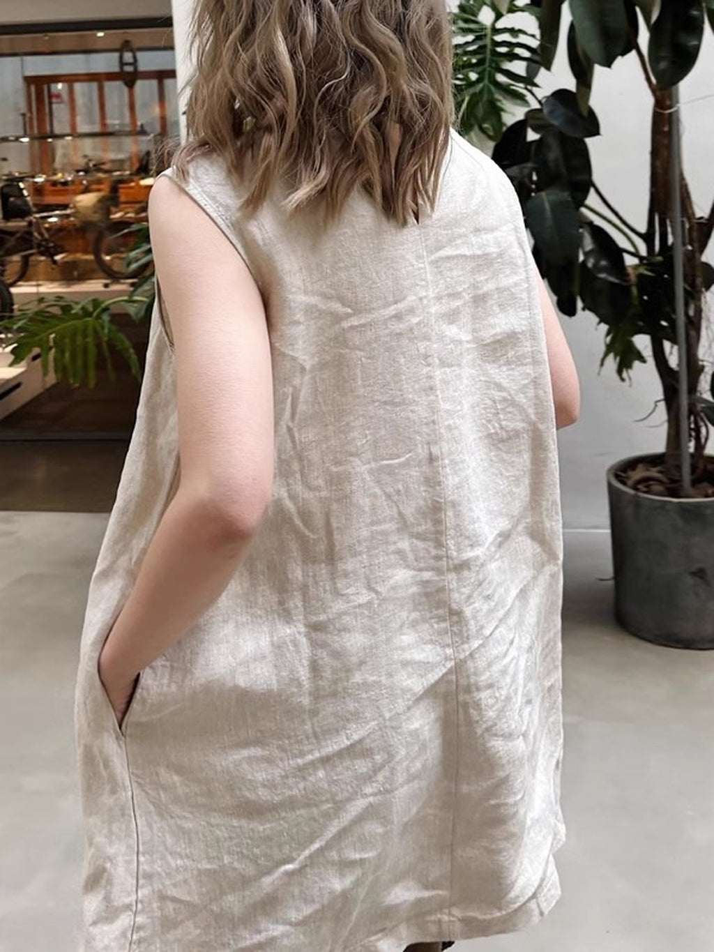 Linen Blend Long Vest Blouse — BL1037