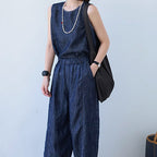 Hemp Cotton Light Denim Vest Blouse — BL1038