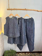 Hemp Cotton Light Denim Vest Blouse — BL1038