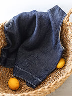 Hemp Cotton Light Denim Vest Blouse — BL1038