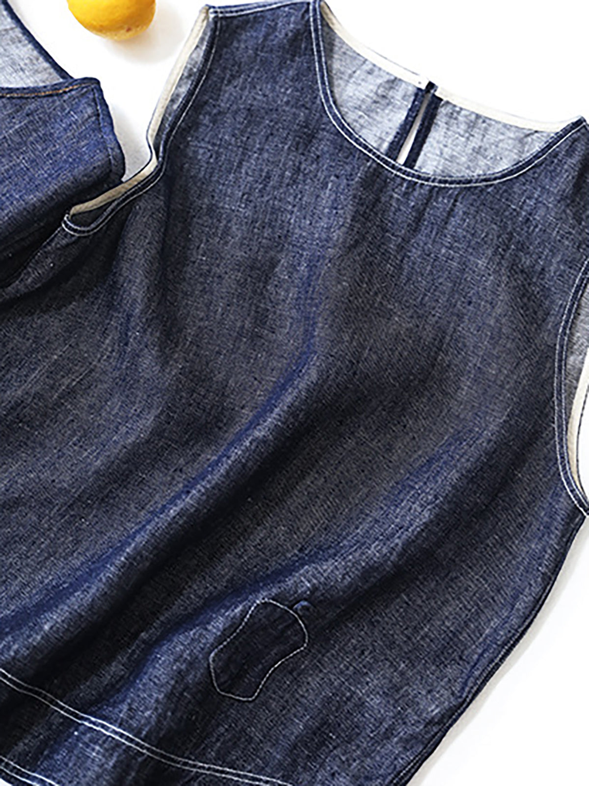 Hemp Cotton Light Denim Vest Blouse — BL1038