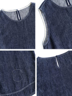 Hemp Cotton Light Denim Vest Blouse — BL1038