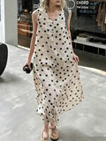 Retro Polka Dot V-Neck Sleeveless Dress — BL1039