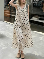 Retro Polka Dot V-Neck Sleeveless Dress — BL1039