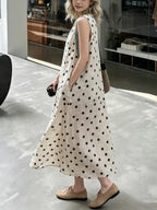 Retro Polka Dot V-Neck Sleeveless Dress — BL1039