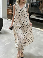 Retro Polka Dot V-Neck Sleeveless Dress — BL1039