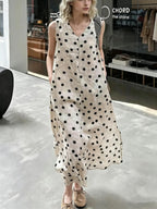 Retro Polka Dot V-Neck Sleeveless Dress — BL1039
