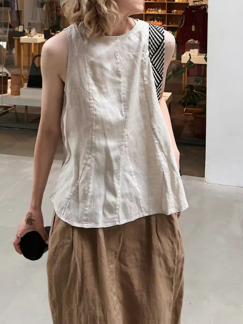 Cotton Linen Sleeveless Blouse — BL1040