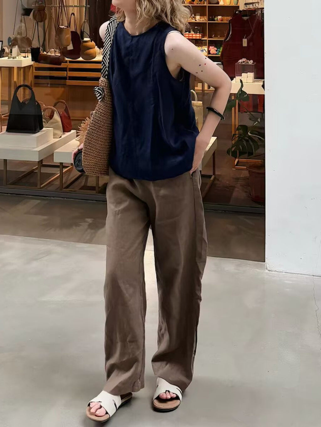 Cotton Linen Sleeveless Blouse — BL1040