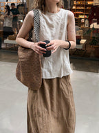 Cotton Linen Sleeveless Blouse — BL1040