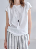 Cotton Linen French Sleeve Knit Tee — BL1041