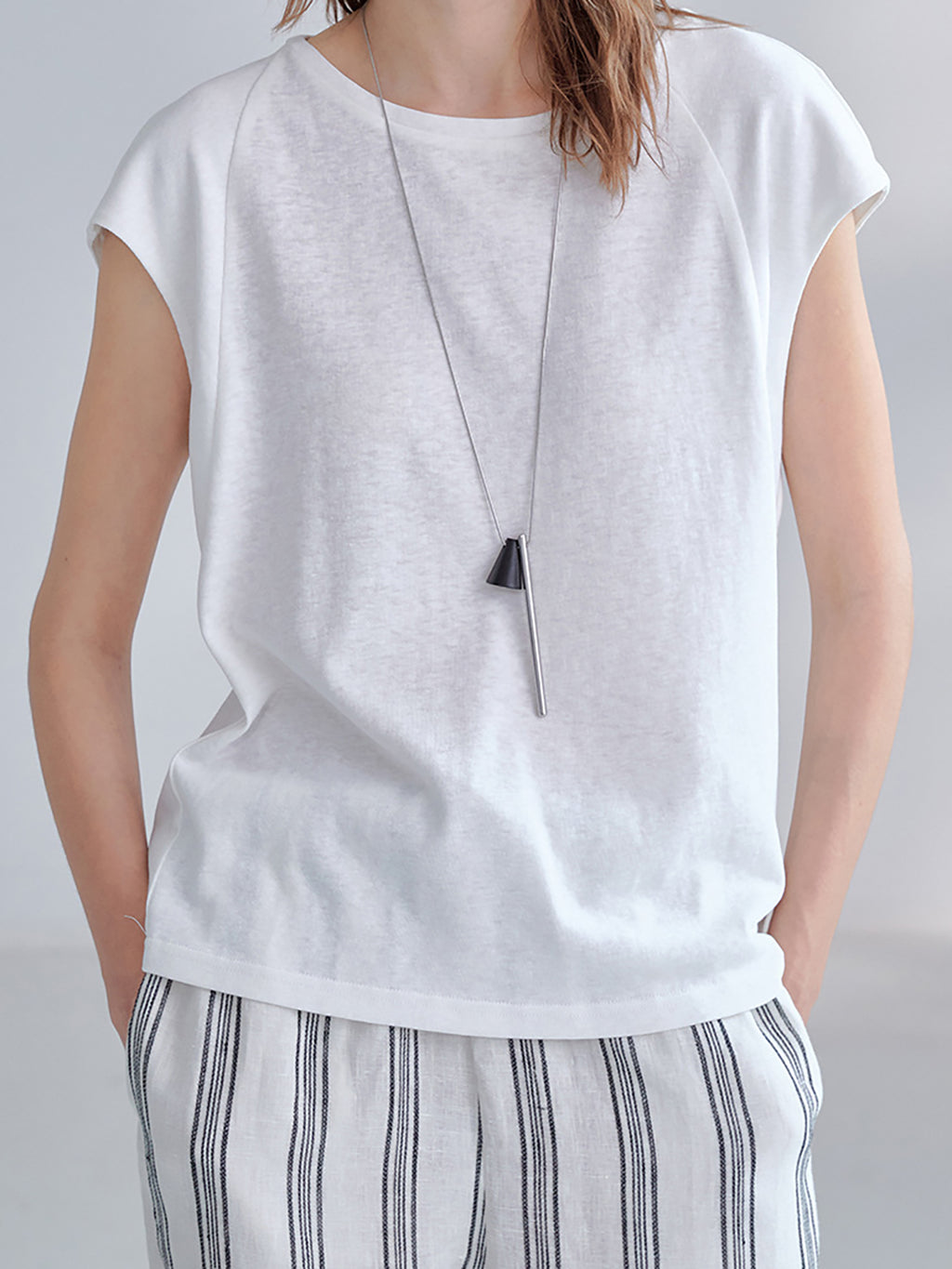 Cotton Linen French Sleeve Knit Tee — BL1041