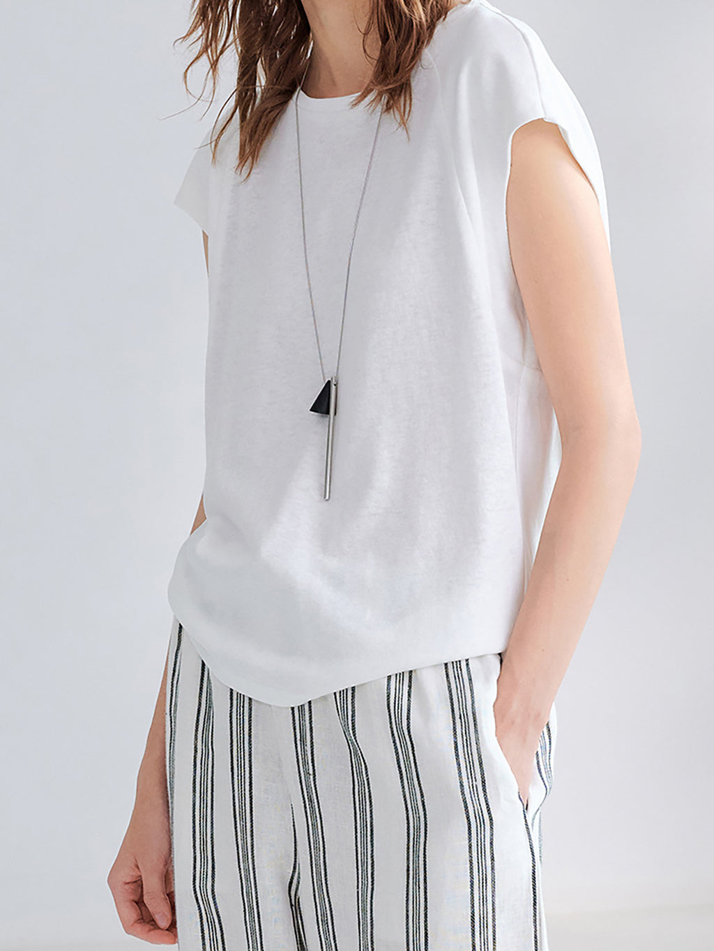 Cotton Linen French Sleeve Knit Tee — BL1041