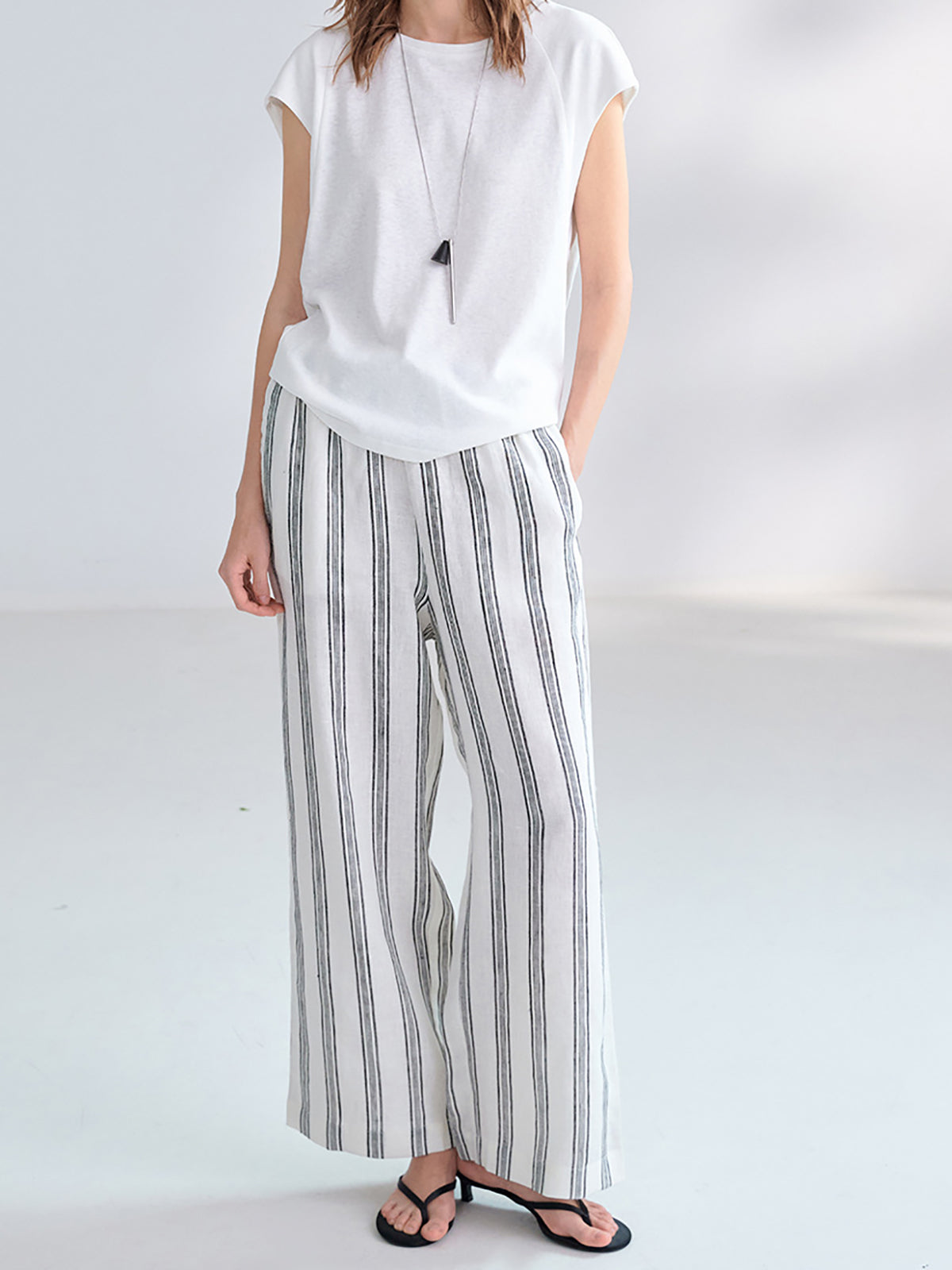 Cotton Linen French Sleeve Knit Tee — BL1041