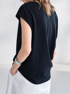 Cotton Linen French Sleeve Knit Tee — BL1041