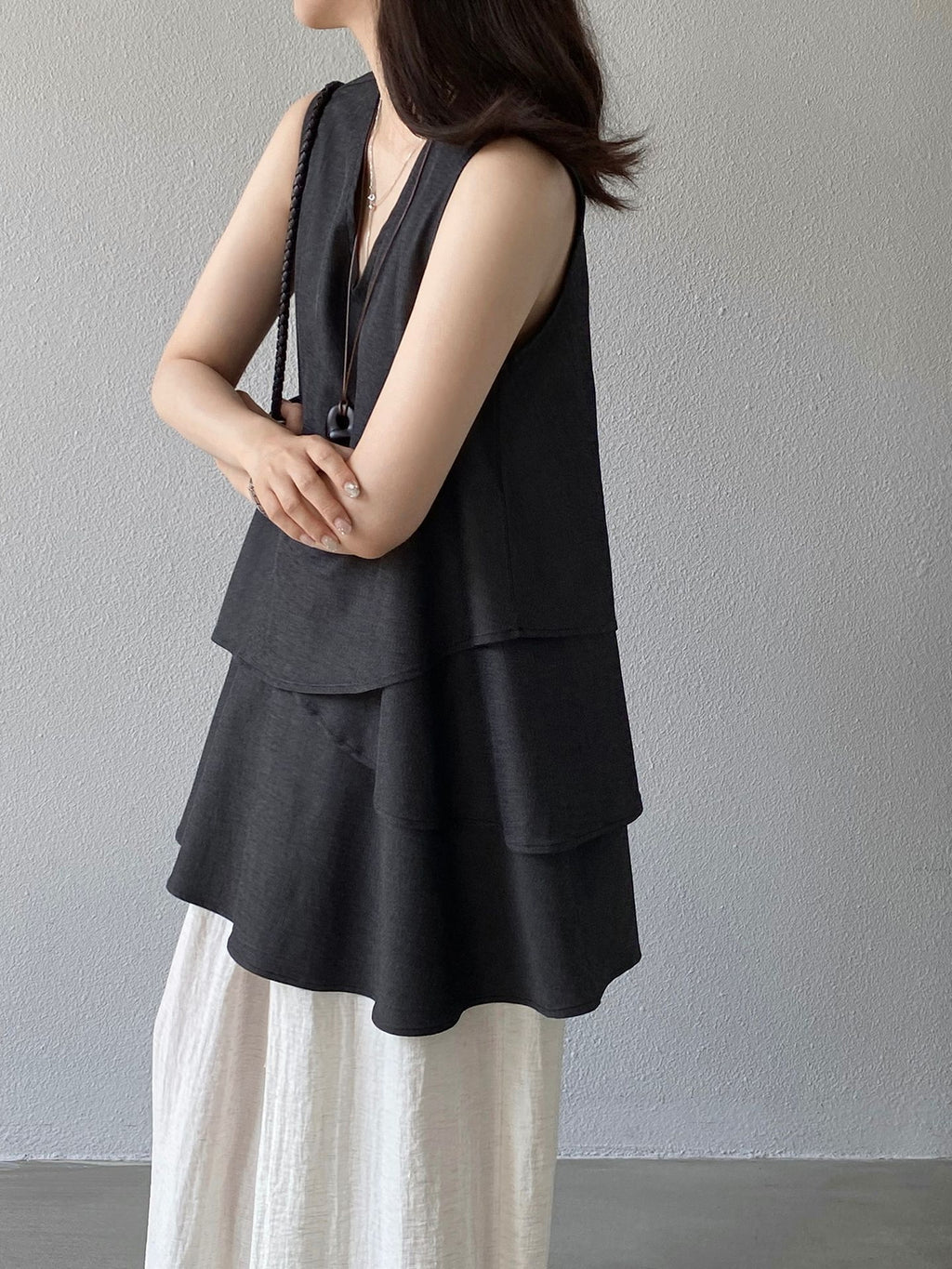 Tiered Sleeveless Tunic Blouse — BL1101