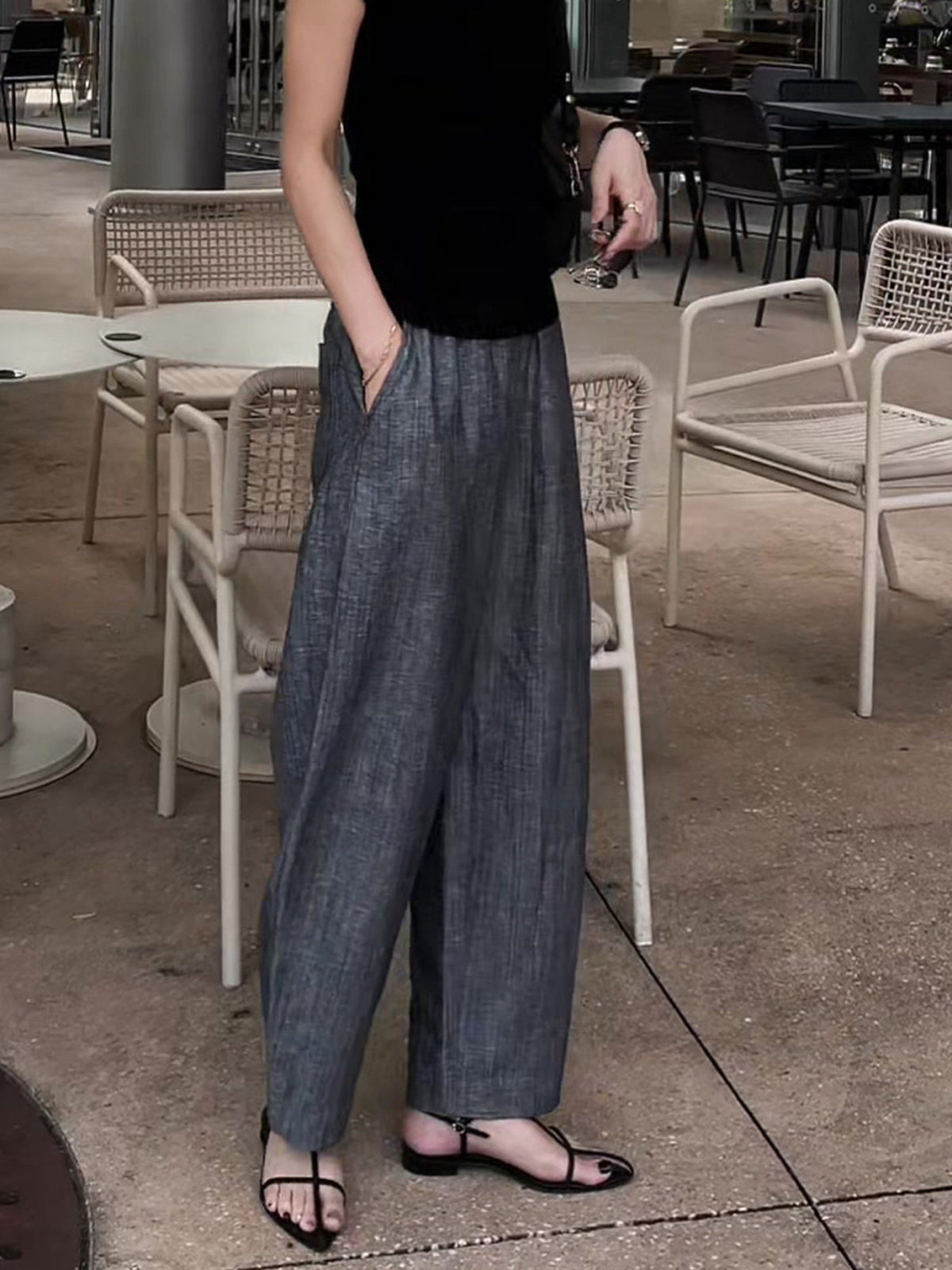 Viscose Blend Fluid Wide Leg Pants — BL1102
